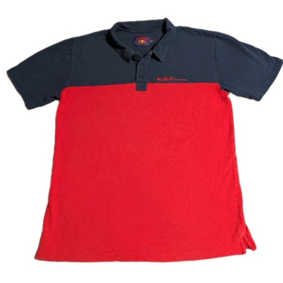 Red‎ Bull Energy Drink Polo Shirt Mens XL Blue Red Colorblock Short Sleeve Logo